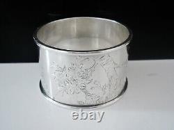 Decorative Japanese Sterling Silver Napkin Ring, Asahi Shoten, c. 1930