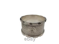 Engine Turned Napkin Ring English Sterling Silver 1925 Birmingham John Rose