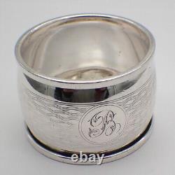 Engine Turned Napkin Ring Sterling Silver 1928 Birmingham Mono B