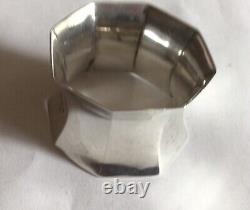 English Octagonal Sterling Silver Napkin Ring Serviette Holder 1924