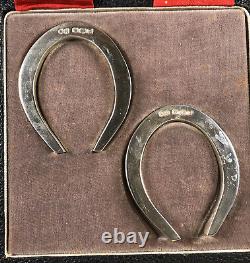 English Sterling Silver Horseshoe Napkin Rings Pair With Case