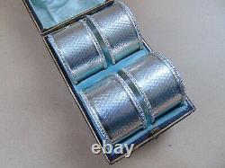 Excellent Beautiful Large 4 Edwardian Sterling Silver Napkin Rings 1905, Boxed