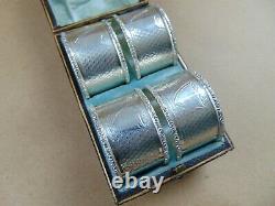 Excellent Beautiful Large 4 Edwardian Sterling Silver Napkin Rings 1905, Boxed