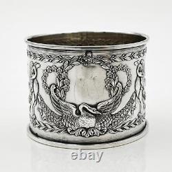 FRENCH NAPKIN RING 950 Grade SILVER ANTIQUE REPOUSSE c1900 Hallmarked