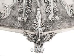 Fine 925 Sterling Silver Handmade Chased Matte Leaf Applique Napkin Holder