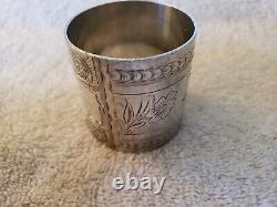 Floral Engraved Aesthetic Sterling Silver Large NAPKIN RING 1 3/4 x 1 3/4