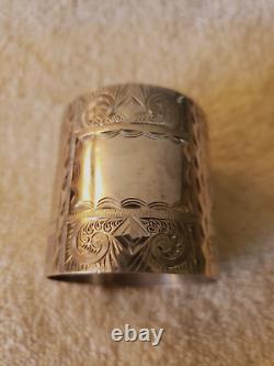 Floral Engraved Aesthetic Sterling Silver Large NAPKIN RING 1 3/4 x 1 3/4