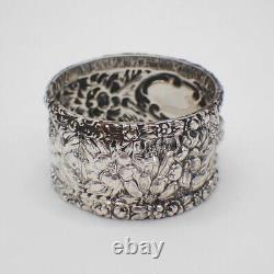 Floral Repousse Napkin Ring Stieff Sterling Silver Mono Dixie