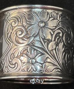 Floral Repousse Sterling Silver William Saart Napkin Ring Name Engraved Frank