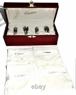 Four Cartier TRINITY Sterling Silver Napkin Rings, Mint in Box