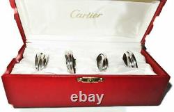 Four Cartier TRINITY Sterling Silver Napkin Rings, Mint in Box