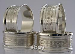 Four English Sterling Silver Engine Turned Napkin Rings 1972/73 Mint