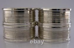 Four English Sterling Silver Engine Turned Napkin Rings 1972/73 Mint