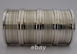 Four English Sterling Silver Engine Turned Napkin Rings 1972/73 Mint