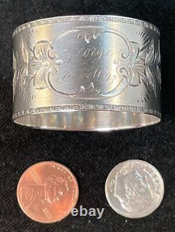 Frank Whiting Brite Cut Sterling Silver Napkin Ring Name Engraved George