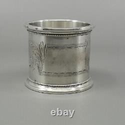 GORHAM Sterling Silver Napkin Ring Beaded Chased Scroll HEAVY 69g No Mono B3566