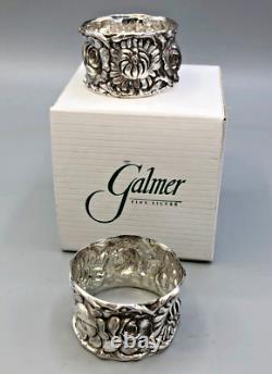 Galmer Silver Company Sterling Silver Pair Chrysanthemum Napkin Rings