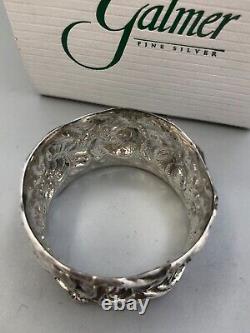 Galmer Silver Company Sterling Silver Pair Chrysanthemum Napkin Rings