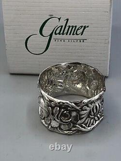 Galmer Silver Company Sterling Silver Pair Chrysanthemum Napkin Rings