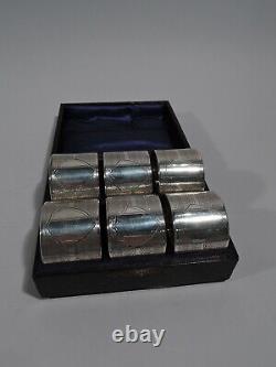 George V Napkin Rings Set of 6 Antique Art Deco English Sterling Silver