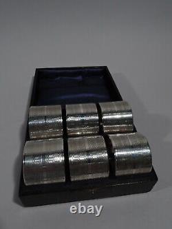 George V Napkin Rings Set of 6 Antique Art Deco English Sterling Silver