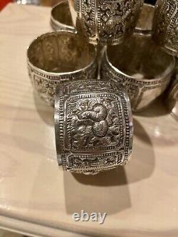 Gorgeous Antique Detailed 800 Silver Napkin Rings 10 Total Wow! JA