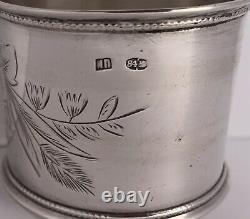 Gorgeous Russian 875 Silver Fine Napkin Ring Satin Beaded Hand Engraved C. 1885