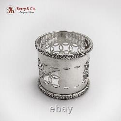 Gorham Large Cutwork Napkin Ring Floral Rims Sterling Silver 1896