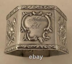 Great American Aesthetic Sterling Coin Silver Birds Flowers Grapes Napkin Ring