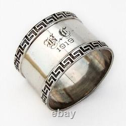 Greek Key Border Napkin Ring Towle Sterling Silver Mono