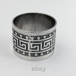 Greek Key Napkin Ring Hand Made Sterling Silver 1930 Mono E