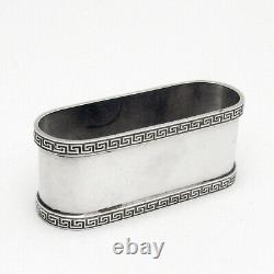 Greek Key Oval Napkin Ring Fradley Sterling Silver 1910 Mono TLH