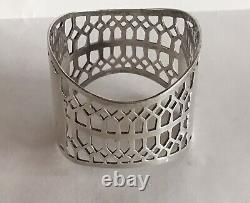 Huge English Pierced Sterling Silver Napkin Ring Serviette Holder