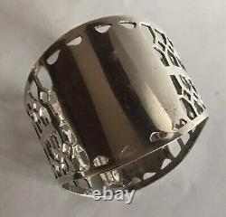Huge English Pierced Sterling Silver Napkin Ring Serviette Holder