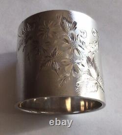 Huge Gorham Bright Cut Sterling Silver Napkin Ring Serviette Holder