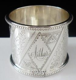 Huge Sterling Silver Napkin Ring, ARTHUR, Walker & Hall, Sheffield Antique 1898