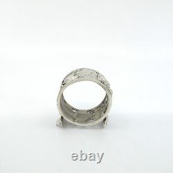 ITALIAN Figural Sterling Silver 925 Napkin Ring Holder Floral Leaves Open Work