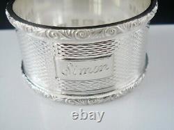 Immaculate Sterling Silver Napkin Ring SIMON, Bi-Centenary Mark 1973 Mappin Webb
