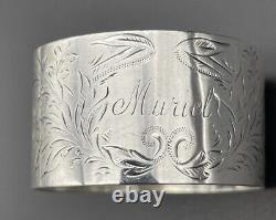 International Sterling Silver Brite Cut Napkin Ring Name Engraved Muriel