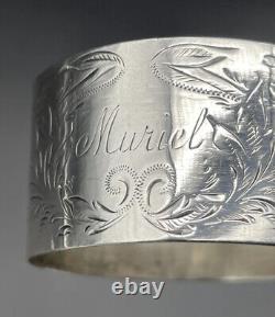 International Sterling Silver Brite Cut Napkin Ring Name Engraved Muriel