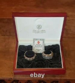 JAWAHIR OMAN MUSCAT Set of 2 Sterling Silver Napkin Rings Lacquered Box-147 g