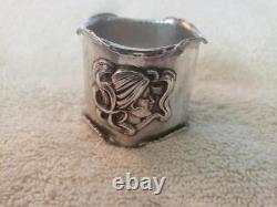 KERR Sterling Silver NAPKIN RING Art Nouveau Medallions on A & C Hammered Base