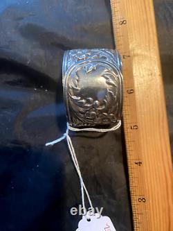 Kirk Repousse Sterling Silver Napkin Ring 1 1/2 Wide No Monograms Great Shape