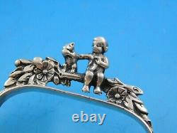 Labors of Cupid Figural 835 Silver W. Germany Napkin Ring with Child & Squirrel