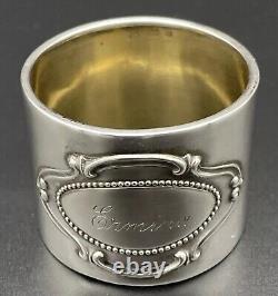 Large 800 Sterling Silver Napkin Ring Name Engraved Ermina