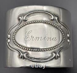 Large 800 Sterling Silver Napkin Ring Name Engraved Ermina