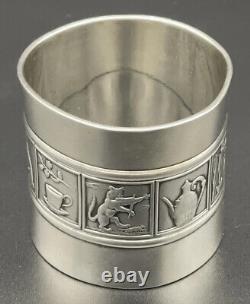 Large Gorham Sterling Silver childs Napkin Ring Nursery Rhymes No Monogram 1896