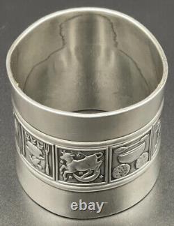 Large Gorham Sterling Silver childs Napkin Ring Nursery Rhymes No Monogram 1896