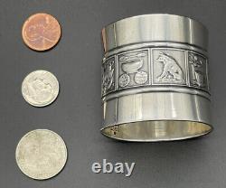 Large Gorham Sterling Silver childs Napkin Ring Nursery Rhymes No Monogram 1896