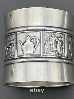 Large Gorham Sterling Silver childs Napkin Ring Nursery Rhymes No Monogram 1896